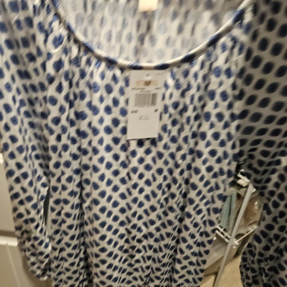 Michael Kors brand new with tags woman's blouse white with a blue design